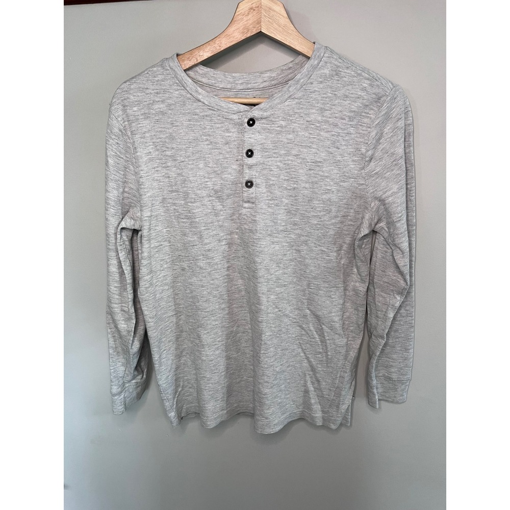 Tommy Bahama Boys Gray Waffle Knit Long Sleeve Henley Shirt Size XXL 16